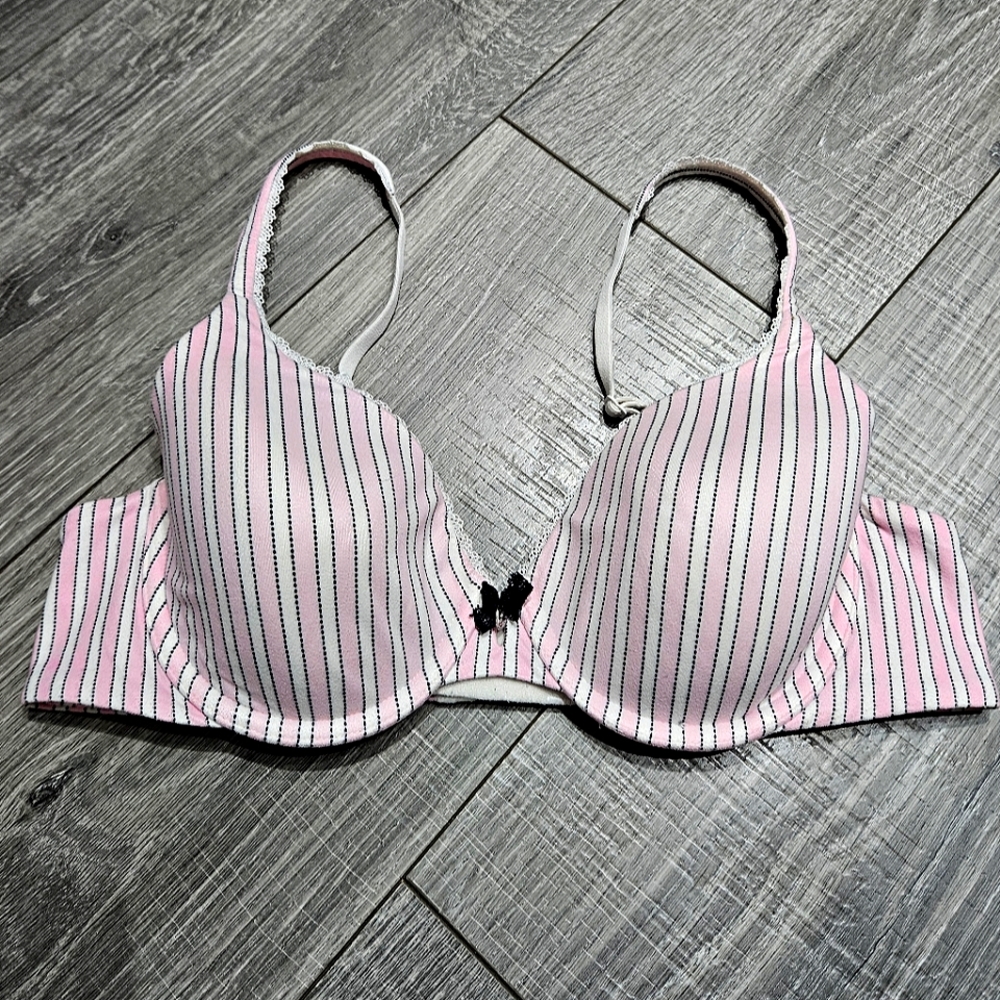 Body by Victoria Victoria’s Secret Pink & white striped perfect coverage bra 36B